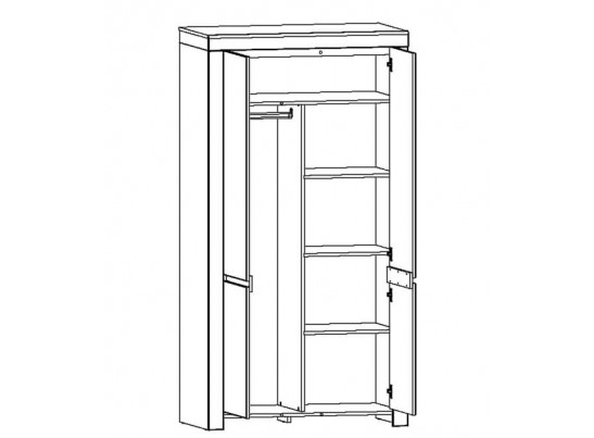 Шкаф с полками 2DG Таурус, белый\дуб вотан