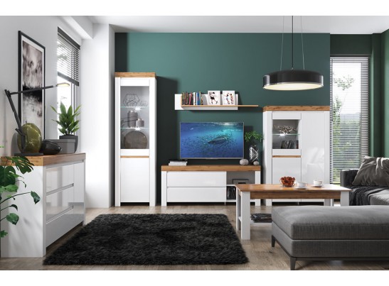 Полка навесная Таурус, белый\дуб вотан