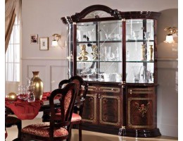 Витрина 4-х дверная Роза (верхняя часть/могано с шелкографией)