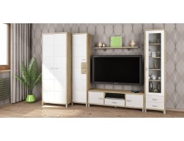 Гостиная Домино Сонома 3 (белый глянец, дуб сонома)