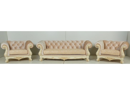 Диван раскладной трехместный Ассоль, крем (ткань золото)