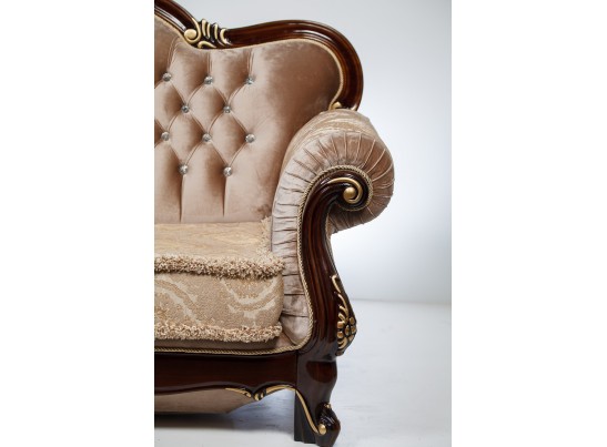 Диван трехместный Илона, орех (ткань золото)