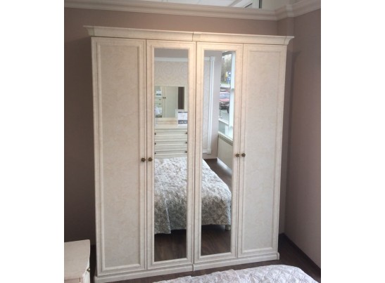 Шкаф 4-х ств (2+2) с зеркалом "Афина" крем корень