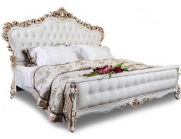 Кровать двуспальная с мягким изголовьем Анна Мария, белая матовая