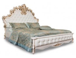 Кровать двуспальная с мягким изголовьем Флоренция, белая
