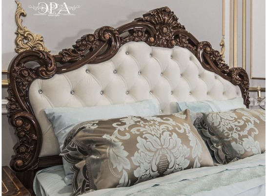 Кровать двуспальная с мягким изголовьем Патрисия орех караваджо глянец