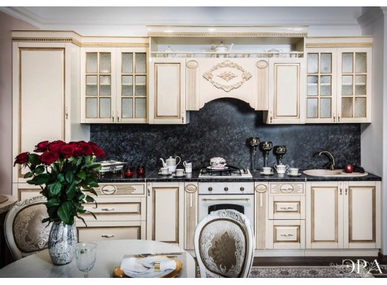 Модульная кухня Верона 3,9 м, крем глянец