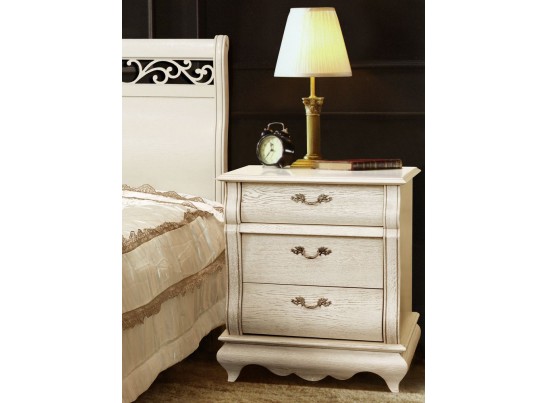 Тумба прикроватная Оскар с 3 ящиками, белая эмаль ММ-216-03