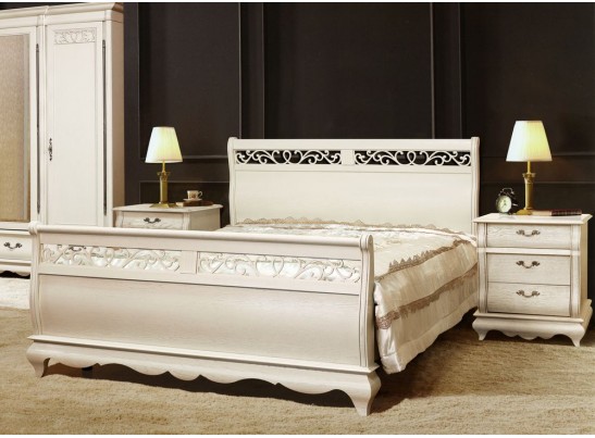 Кровать Оскар с высоким изножьем, белая эмаль с ТП ММ-216-02/12