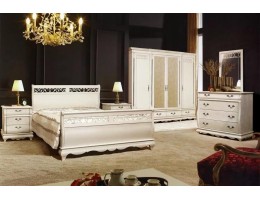 Спальный гарнитур Оскар, белая эмаль с темной патиной