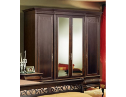 Шкаф для одежды четырехдверный Оскар, цвет орех с металлическими ручками  ММ-216-01/04