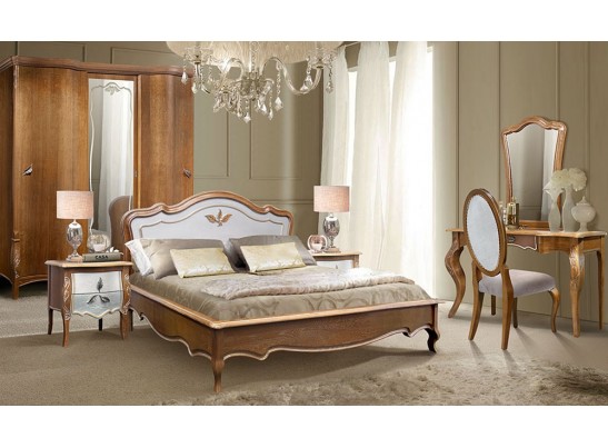 Кровать Трио, цвет коньяк+серебристая патина ММ-277-02/14Б