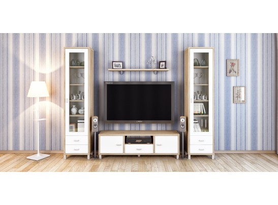 Тумба Домино ВК-04-04, белый/дуб сонома