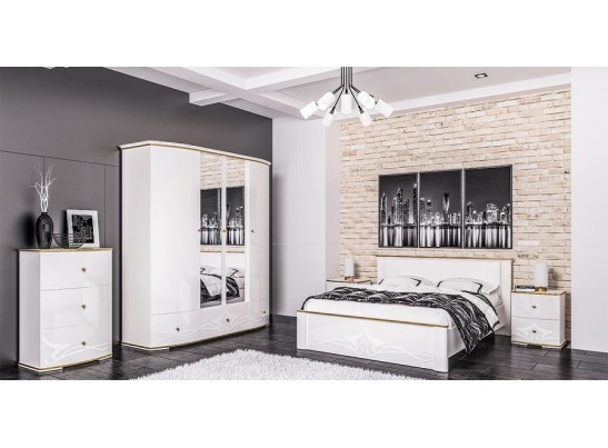 Кровать двуспальная Либерти МН-313-01, белый глянец