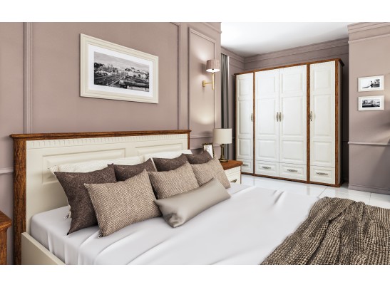 Кровать в спальню Марсель МН-126-01, крем+дуб кантри