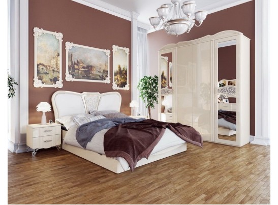 Шкаф четырехдверный София МН-025-04, крем глянец