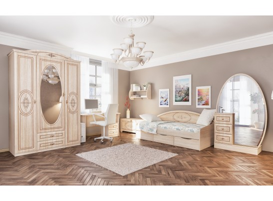 Кровать односпальная Василиса СП-001-12П, дуб белёный