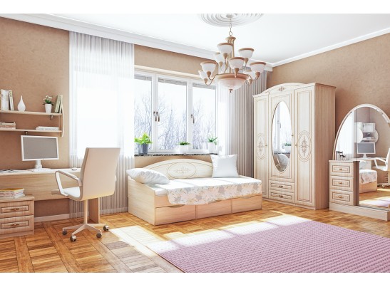 Кровать односпальная Василиса СП-001-12П, дуб белёный