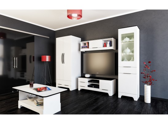 Шкаф с полками Верона МН-128-09, белый глянец