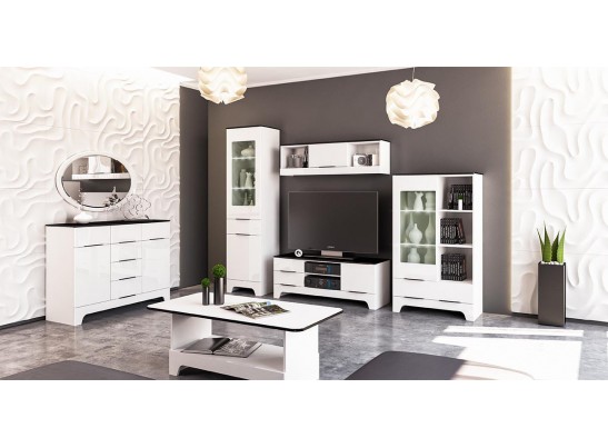 Шкаф с полками Верона МН-128-09, белый глянец