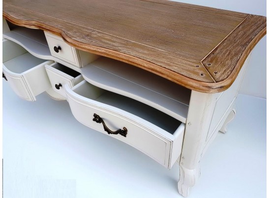 Тумба под телевизор DF882 H03+S2-1, топ шато/белый