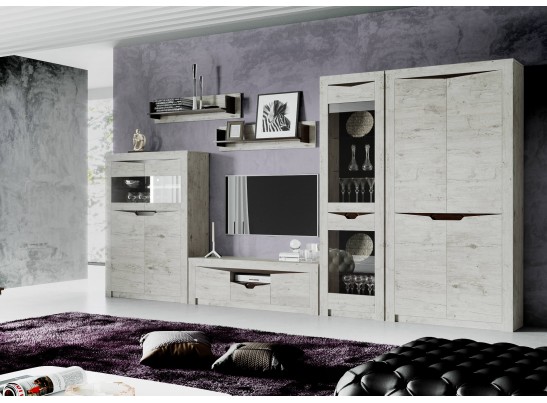 Шкаф-витрина двухдверный Соренто, дуб бонифаций