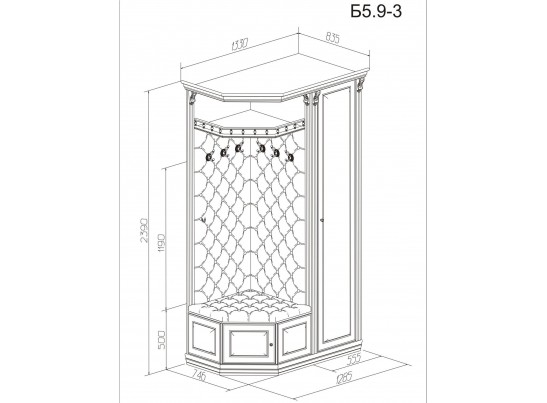 Прихожая угловая Благо артикул Б 5.9-3 (карамель)