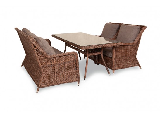 "Гляссе" обеденная группа из искусственного ротанга, цвет коричневый в Каменске-Уральском