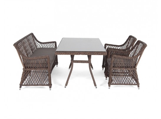 "Катания" обеденная группа плетеная на 4 персоны, цвет коричневый в Каменске-Уральском