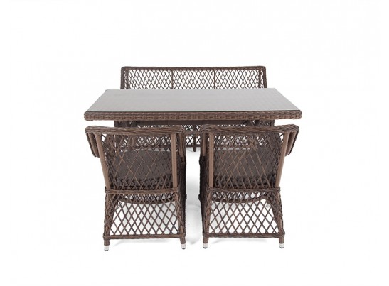 "Катания" обеденная группа плетеная на 4 персоны, цвет коричневый в Каменске-Уральском