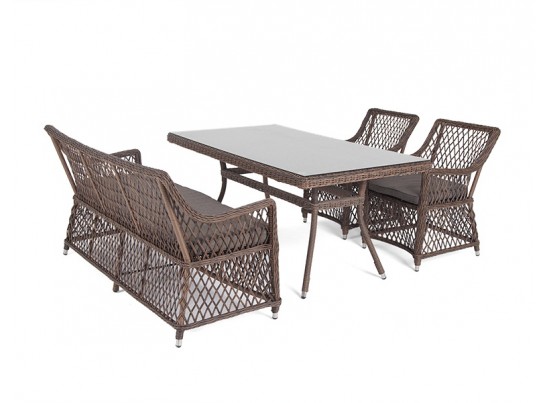 "Катания" обеденная группа плетеная на 4 персоны, цвет коричневый в Каменске-Уральском