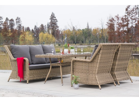 "Гляссе" обеденная группа из искусственного ротанга, цвет соломенный в Каменске-Уральском