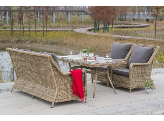 "Гляссе" обеденная группа из искусственного ротанга, цвет соломенный в Каменске-Уральском