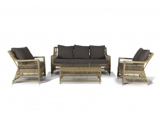 "Гранд Латте" лаунж-зона из искусственного ротанга, цвет соломенный в Каменске-Уральском