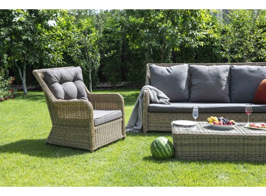 "Гляссе" лаунж-зона из искусственного ротанга, цвет соломенный в Каменске-Уральском