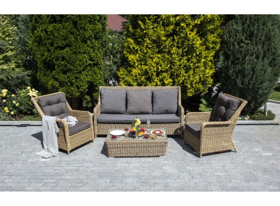 "Гляссе" лаунж-зона из искусственного ротанга, цвет соломенный в Каменске-Уральском