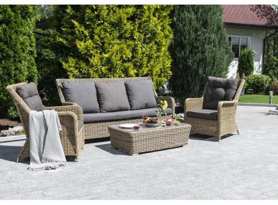 "Гляссе" лаунж-зона из искусственного ротанга, цвет соломенный в Каменске-Уральском