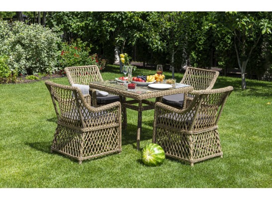 "Айриш" обеденная группа плетеная на 4 персоны, цвет соломенный в Каменске-Уральском