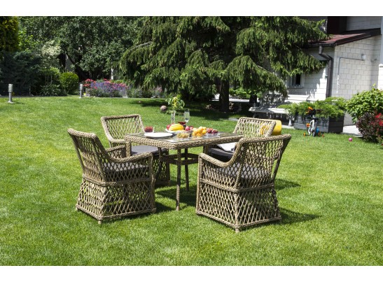 "Айриш" обеденная группа плетеная на 4 персоны, цвет соломенный в Каменске-Уральском