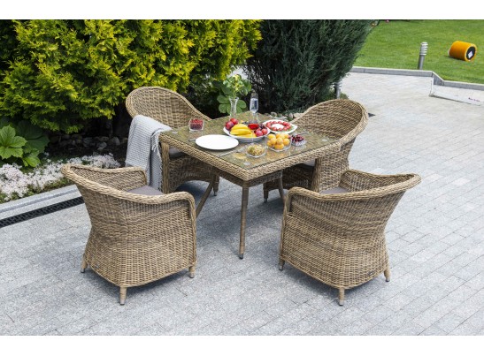 "Фредо" обеденная группа из искусственного ротанга, цвет соломенный в Каменске-Уральском