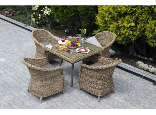 "Фредо" обеденная группа из искусственного ротанга, цвет соломенный в Каменске-Уральском