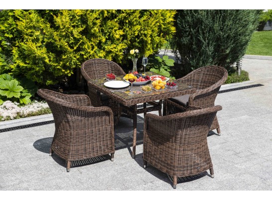 "Фредо" обеденная группа из искусственного ротанга, цвет коричневый в Каменске-Уральском