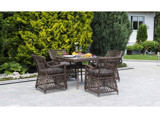 "Айриш" обеденная группа плетеная на 4 персоны, цвет коричневый в Каменске-Уральском