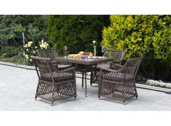 "Айриш" обеденная группа плетеная на 4 персоны, цвет коричневый в Каменске-Уральском