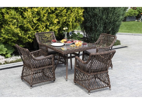 "Айриш" обеденная группа плетеная на 4 персоны, цвет коричневый в Каменске-Уральском