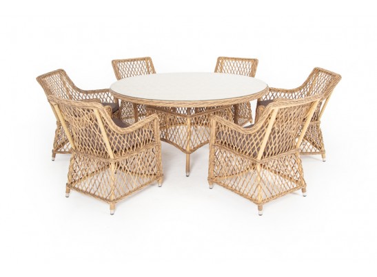 "Эспрессо–150 L" обеденная группа плетеная, цвет соломенный в Каменске-Уральском