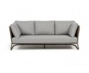 "Багамы" диван 3-местный плетеный из роупа, каркас алюминий бежево-серый (RAL7006) муар, роуп серо-коричневый 23мм, ткань светло-серая в Каменске-Уральском