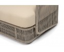 "Альбано" кресло плетеное из роупа, каркас алюминий светло-серый (RAL7035) муар, роуп серый меланж круглый, ткань Mossle светло-бежевая в Каменске-Уральском