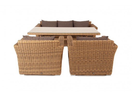 "Моккачино" обеденная группа из искусственного ротанга, цвет соломенный в Каменске-Уральском