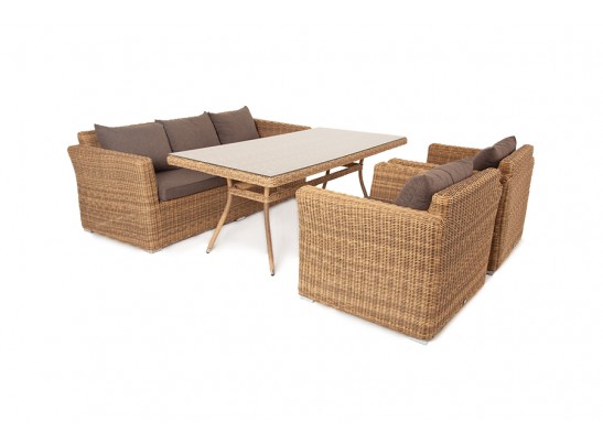 "Моккачино" обеденная группа из искусственного ротанга, цвет соломенный в Каменске-Уральском